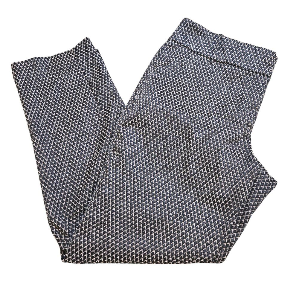 Ann Taylor Factory Size 6 Curvy Poink Dark Blue Printed Geometric Career Pants
